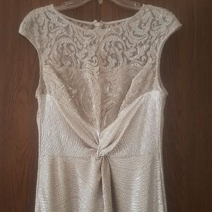 Long shimmer dress with lace top